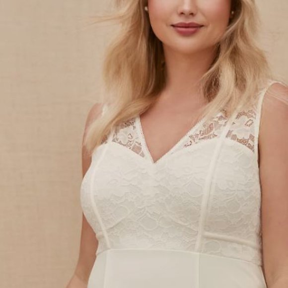 2X (18) PLUS SIZE Ivory Lace Mermaid Wedding Dress - Picture 3 of 5